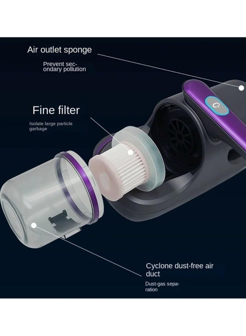 سناجل منظف ​​مراتب لاسلكي يعمل بالأشعة فوق البنفسجية، مكنسة كهربائية يدوية للسرير مزودة بشفط قوي للأرائك والسجاد والأسطح القماشية - Image 5